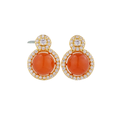 【8-24 JEWELRY】South red agate inlaid with S925 silver earrings