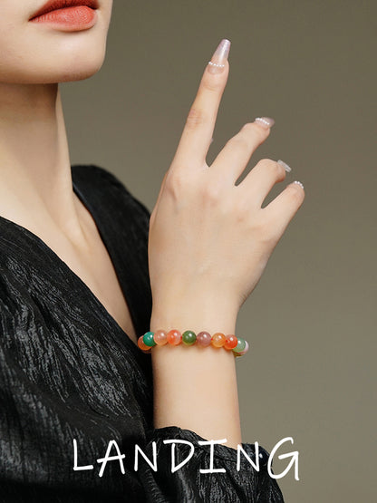 【8-24 JEWELRY】Rainbow color salt source agate 10MM necklace