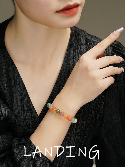 【8-24 JEWELRY】Rainbow color salt source agate 10MM necklace