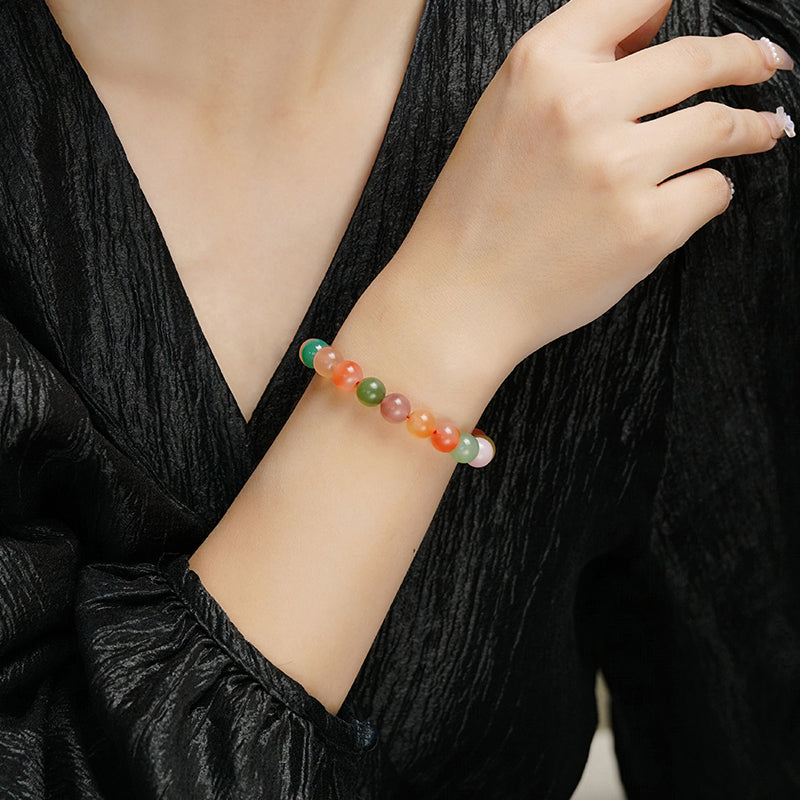 【8-24 JEWELRY】Rainbow color salt source agate 10MM necklace