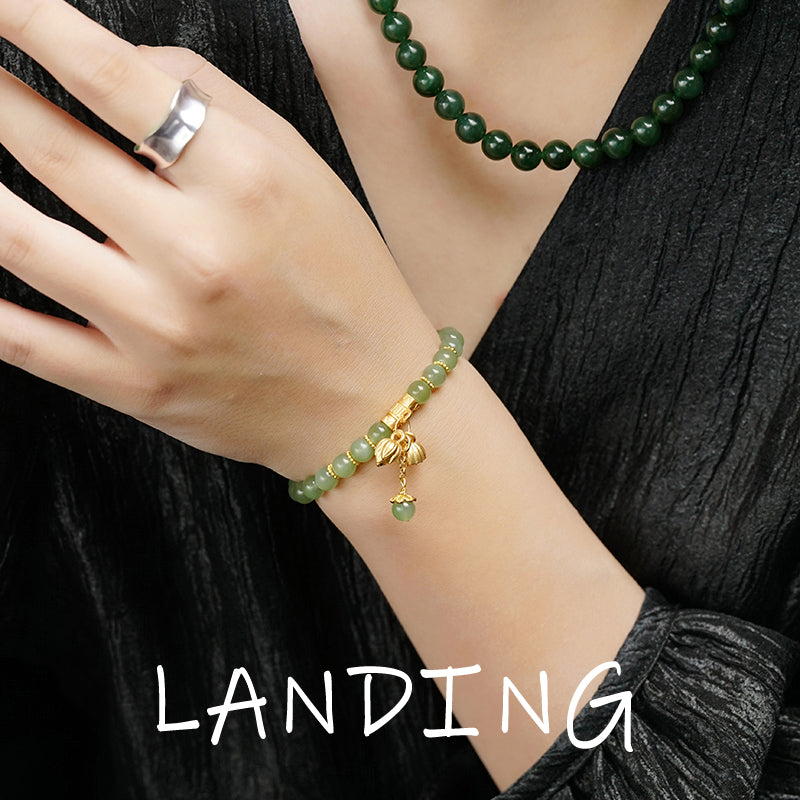 【8-24 JEWELRY】Hetian jade carving lotus seed shape bracelet