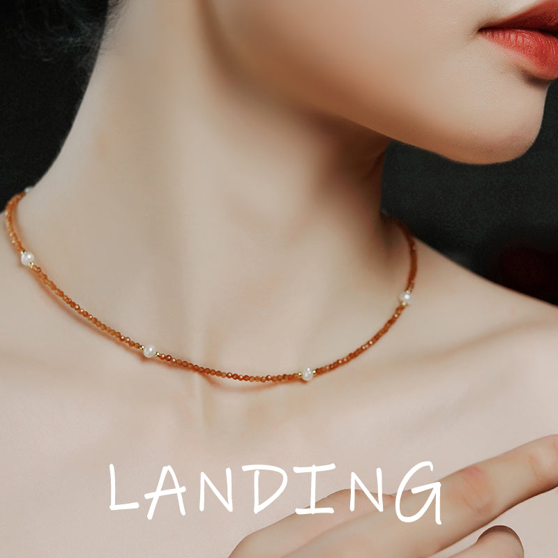 【8-24 JEWELRY】Orange garnet necklace