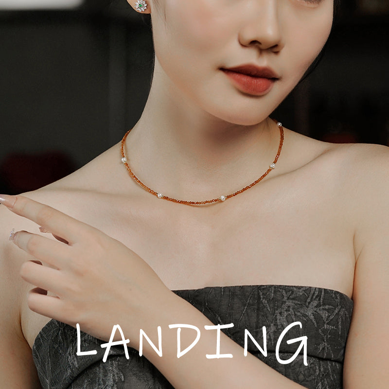 【8-24 JEWELRY】Orange garnet necklace
