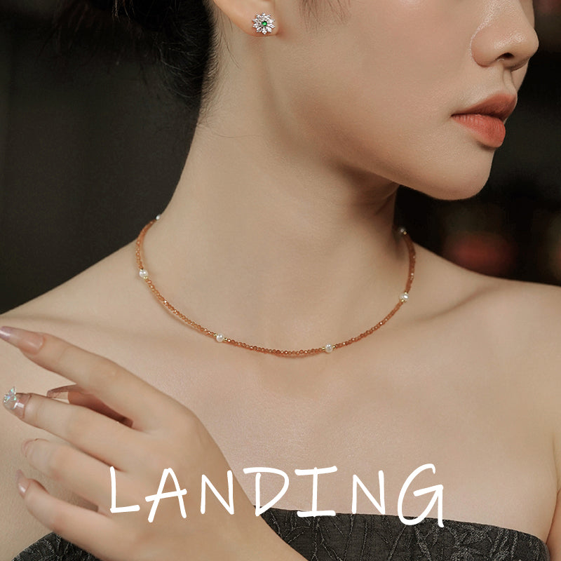 【8-24 JEWELRY】Orange garnet necklace