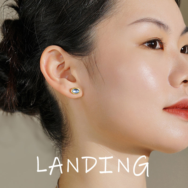 【8-24 JEWELRY】Moonstone inlaid with S925 silver earrings