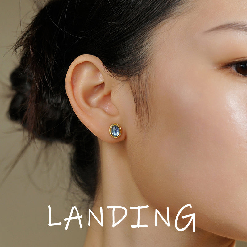 【8-24 JEWELRY】Moonstone inlaid with S925 silver earrings