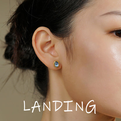 【8-24 JEWELRY】Moonstone inlaid with S925 silver earrings