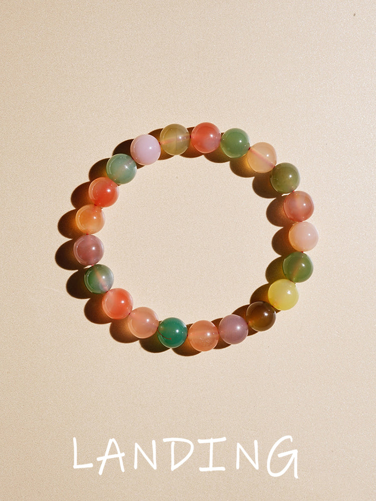 【8-24 JEWELRY】Rainbow color salt source agate 10MM necklace