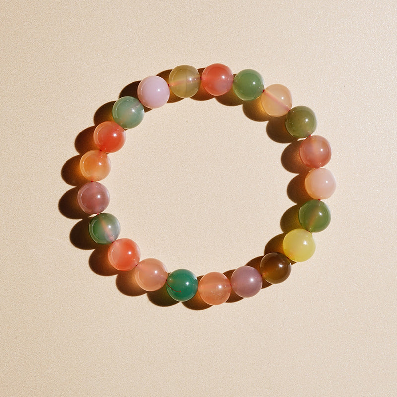 【8-24 JEWELRY】Rainbow color salt source agate 10MM necklace
