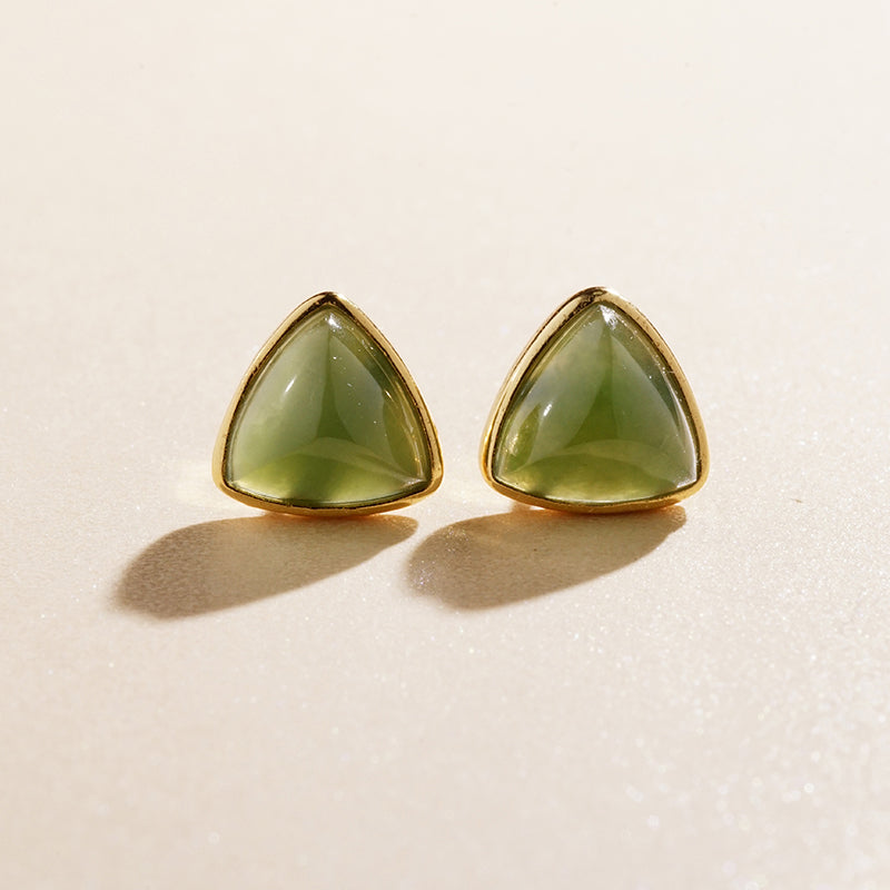 【8-24 JEWELRY】Triangular jasper inlaid with S925 silver earrings