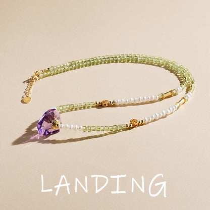 【8-24 JEWELRY】Peridot pearl necklace cool in summer