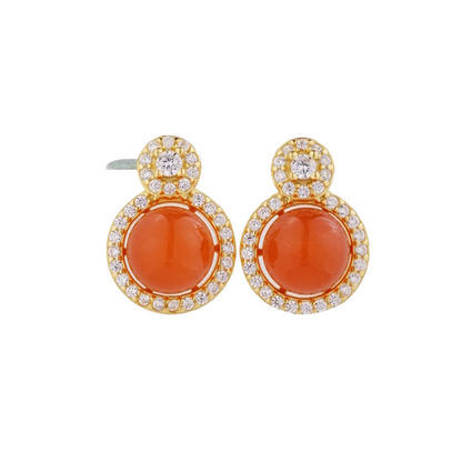 【8-24 JEWELRY】South red agate inlaid with S925 silver earrings