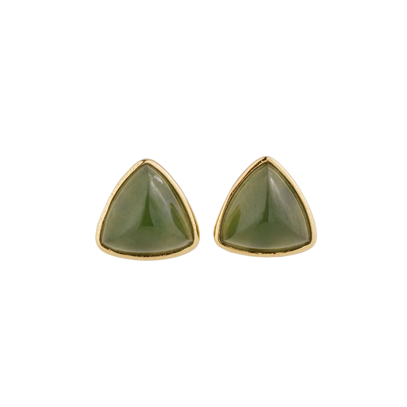 【8-24 JEWELRY】Triangular jasper inlaid with S925 silver earrings