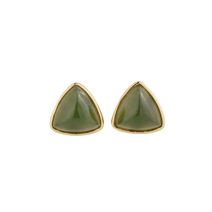 【8-24 JEWELRY】Triangular jasper inlaid with S925 silver earrings