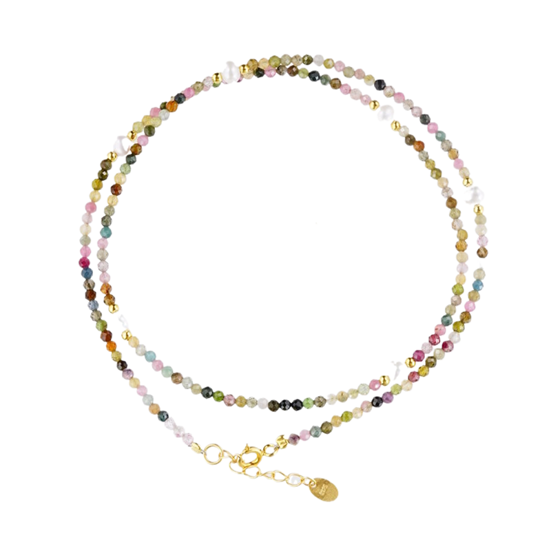 【8-24 JEWELRY】Rainbow tourmaline stone necklace