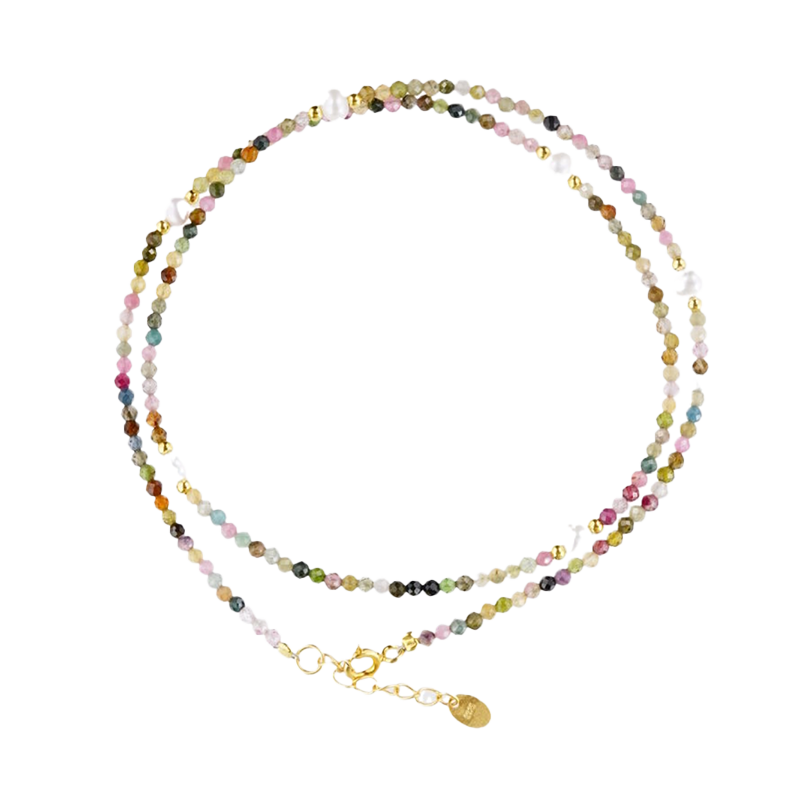 【8-24 JEWELRY】Rainbow tourmaline stone necklace