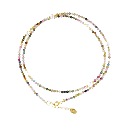 【8-24 JEWELRY】Rainbow tourmaline stone necklace
